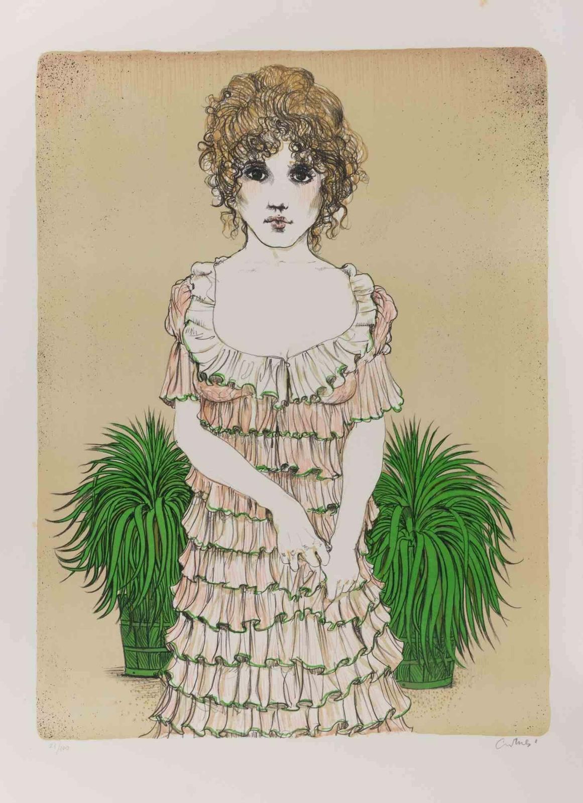Bruno Caruso Woman   Lithograph By Bruno Caruso   1980s.