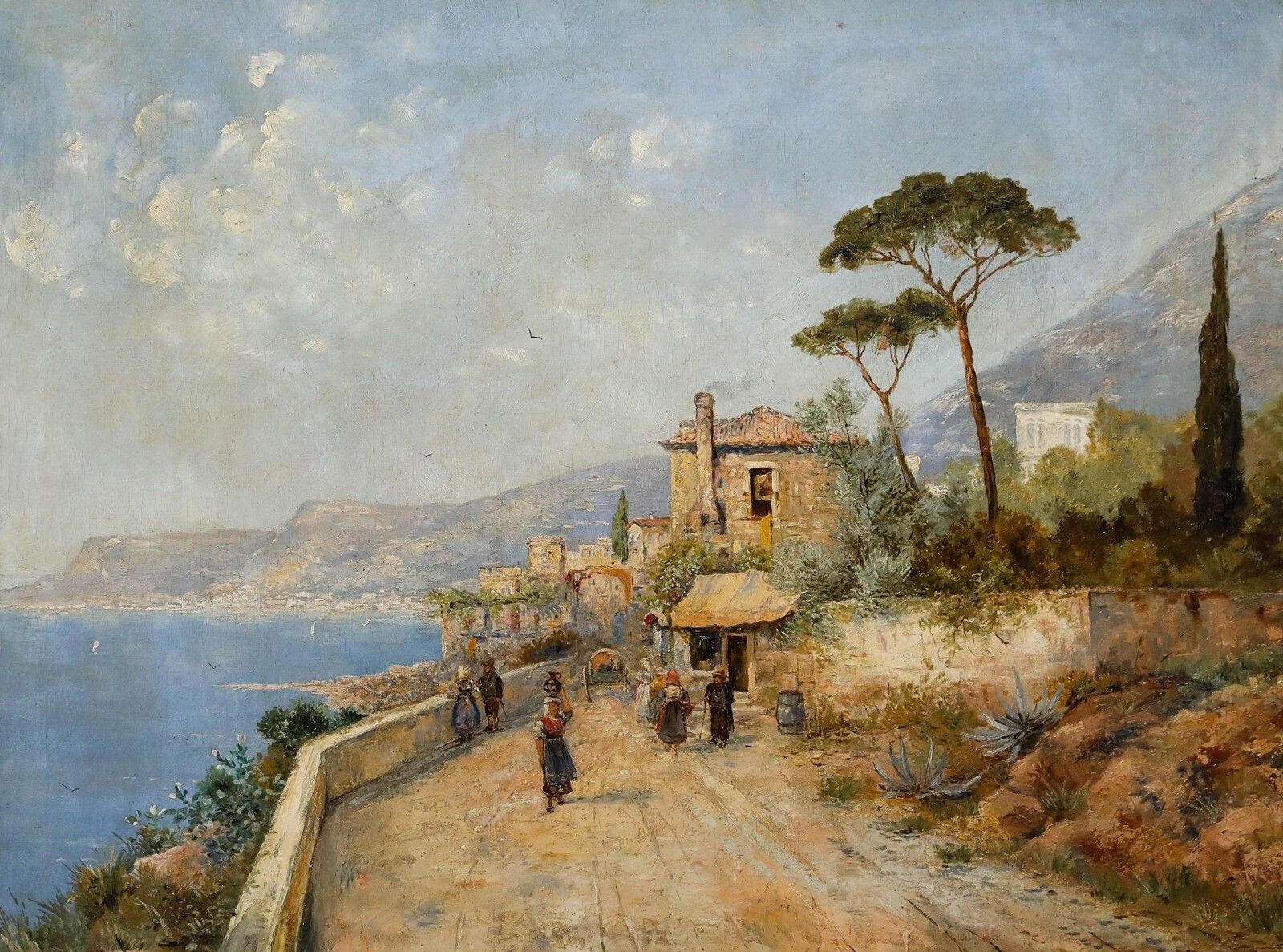Attrib. Karl Theodor Wagner (1856 1921)   Framed Oil, Amalfi Coastline photo furniture