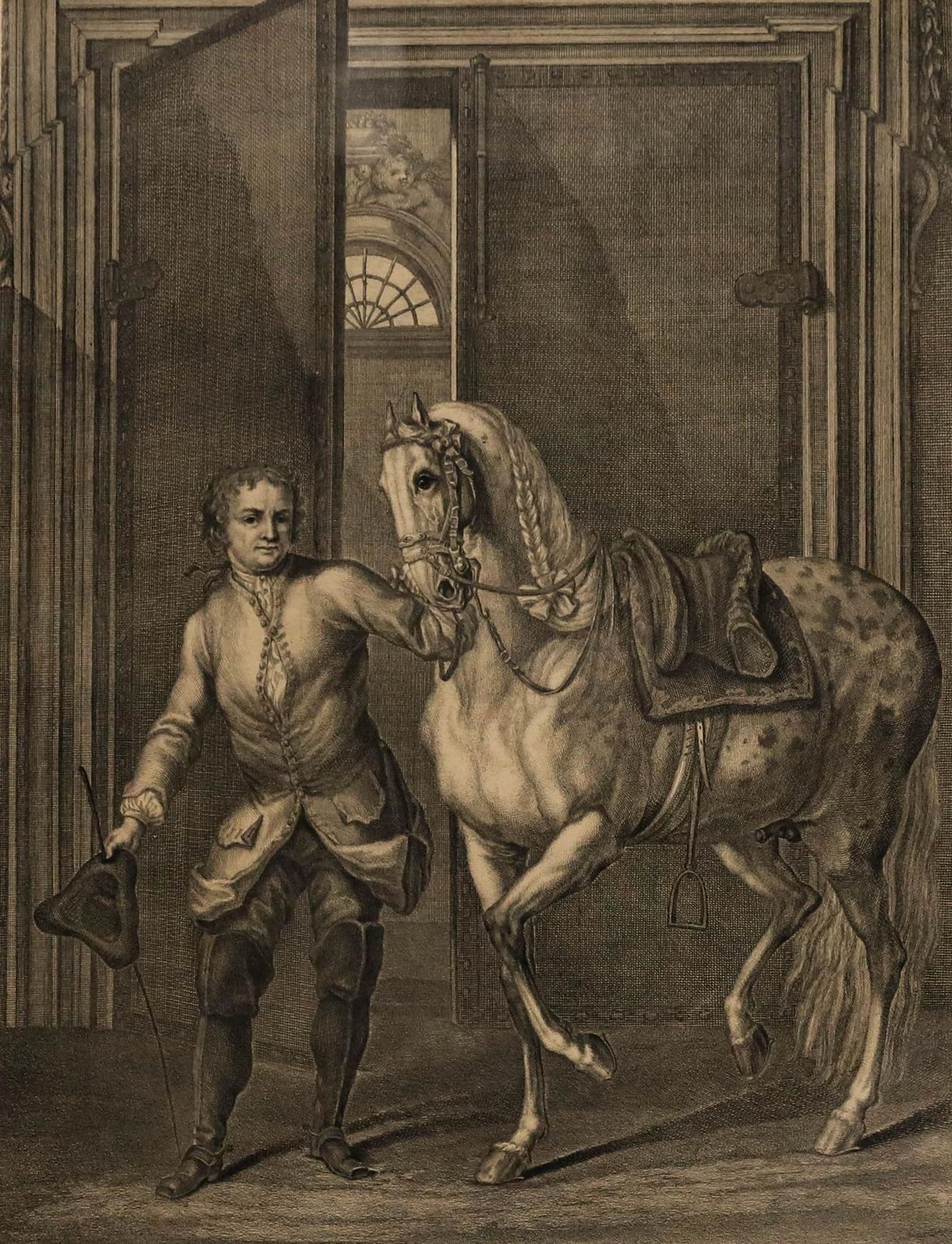 Johann Elias Ridinger (1698 1767)   Framed 1734 Engraving, The New Riding School photo furniture