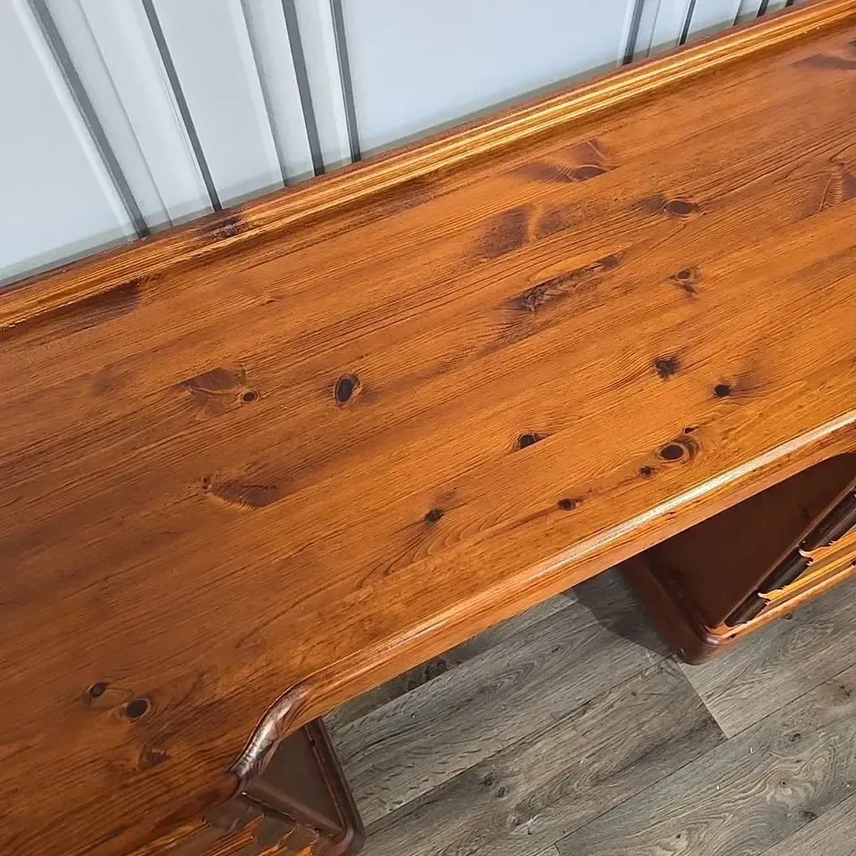 photo buy Vintage Ducal Dressing Table Pine Twin Pedestal Desk Solid Wood 9 Drawer Writing