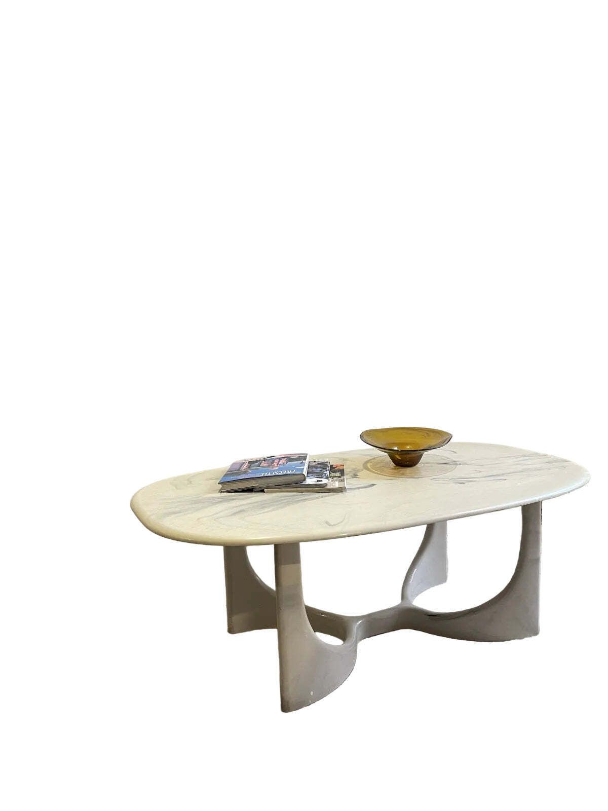 Vintage Marmorino Salontafel Met Sculpturale Basis – Danish Modern Stijl 1991