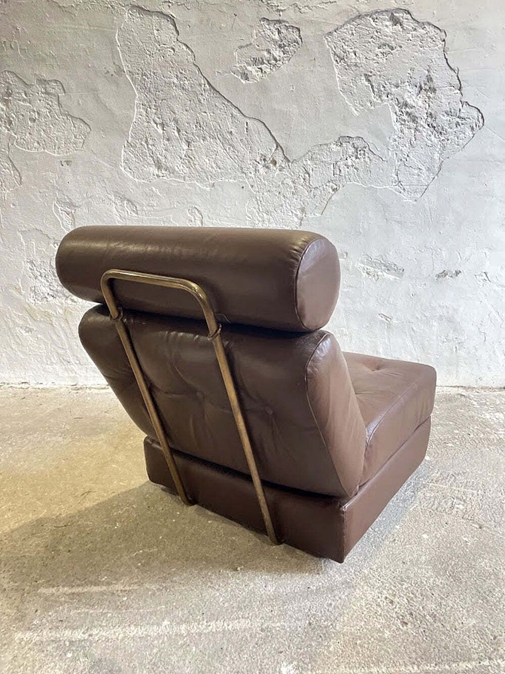 Vintage Yugoslav Design Convertible Leather Chair Bed 1970s photo vinterior