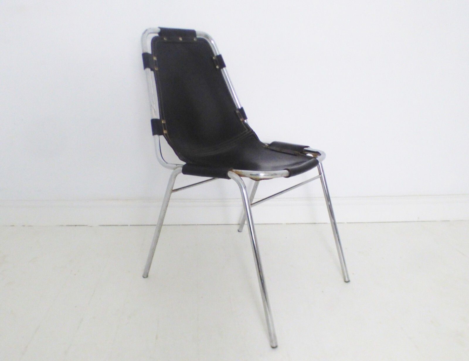 Stunning Set 4 Original Leather Charlotte Perriand Les Arcs Dining Chairs 1970's photo furniture