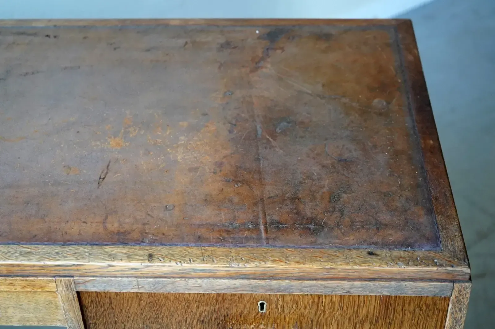 Art Deco Oak Desk With Tooled Leather Top, England C.1930 Heals photo buy