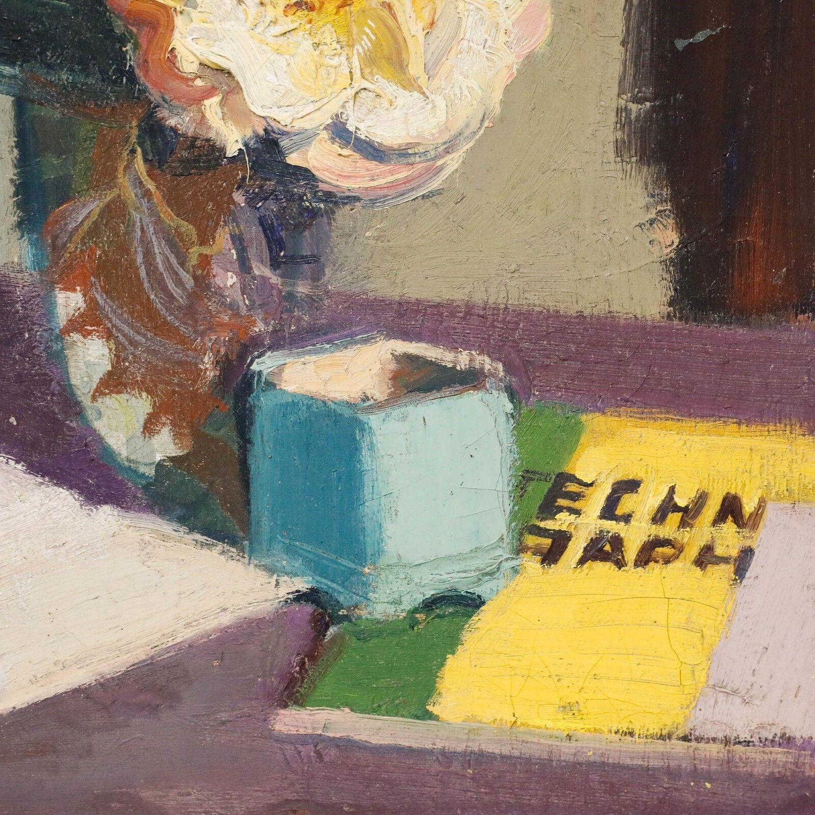 Roger Aliquot (1914 1979)   Impasto 1945 Oil, Bouquet And Books photo vinterior