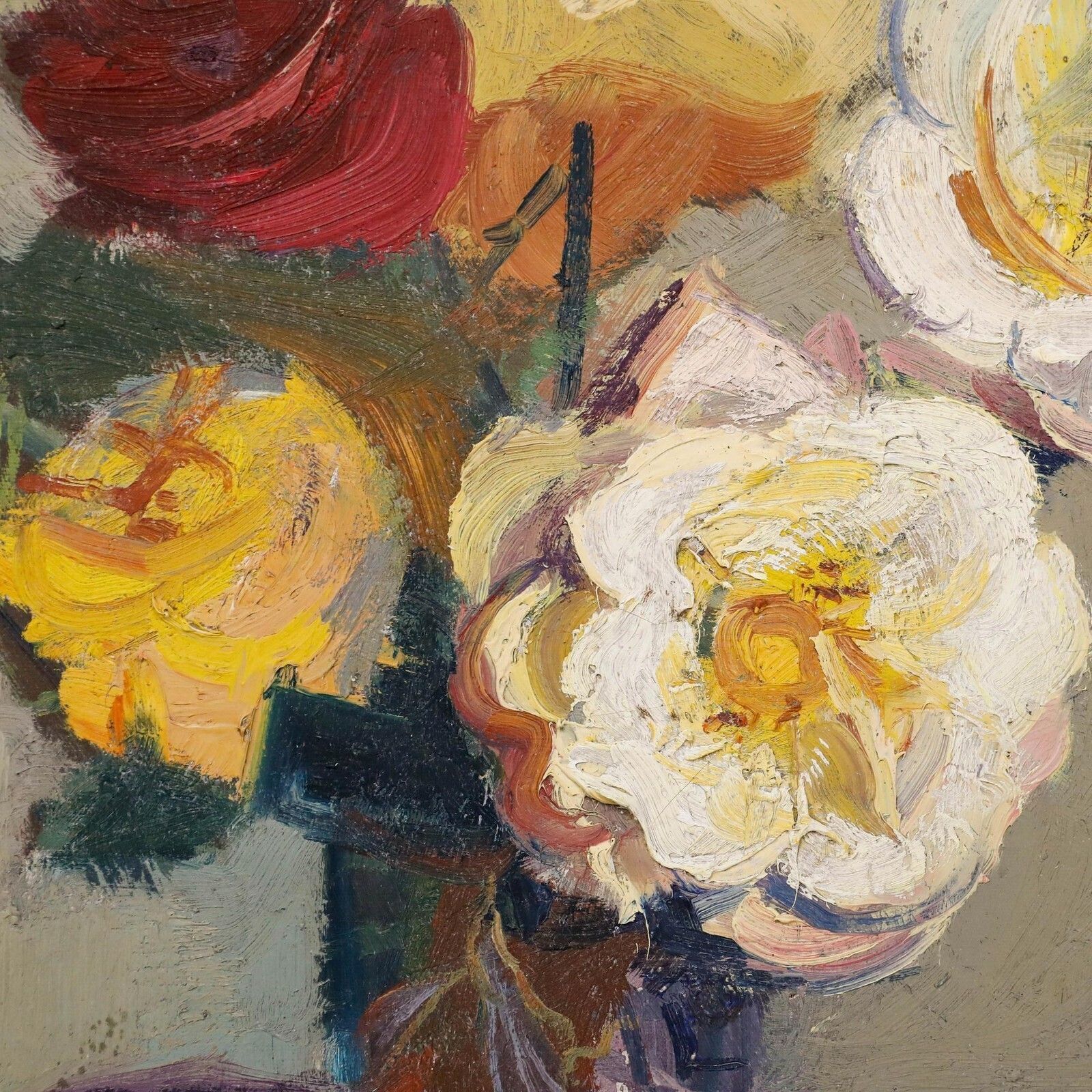 Roger Aliquot (1914 1979)   Impasto 1945 Oil, Bouquet And Books photo buy