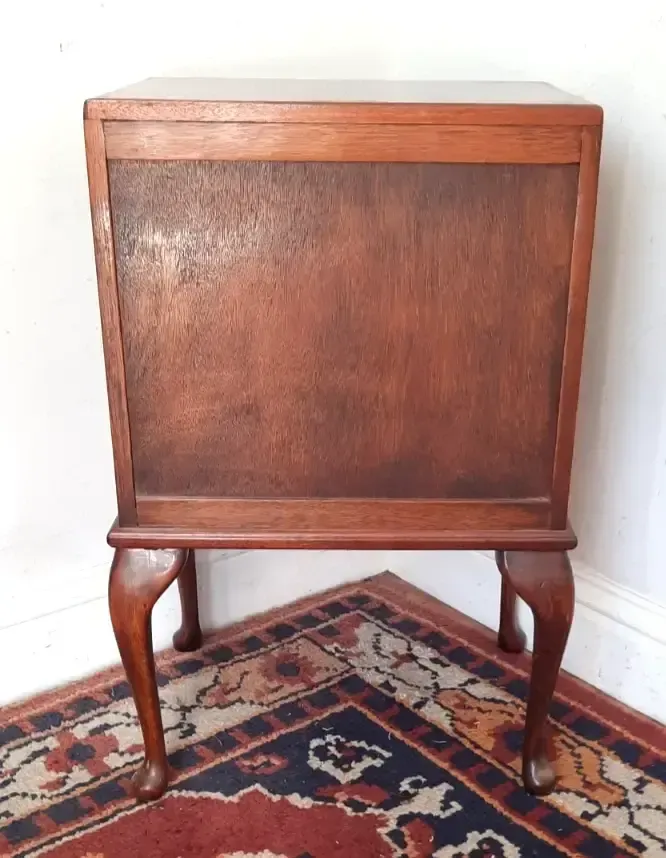 Furniture Vintage Art Deco Era Walnut And Mahogany Bedside Cabinet Single With Top Drawer photo
