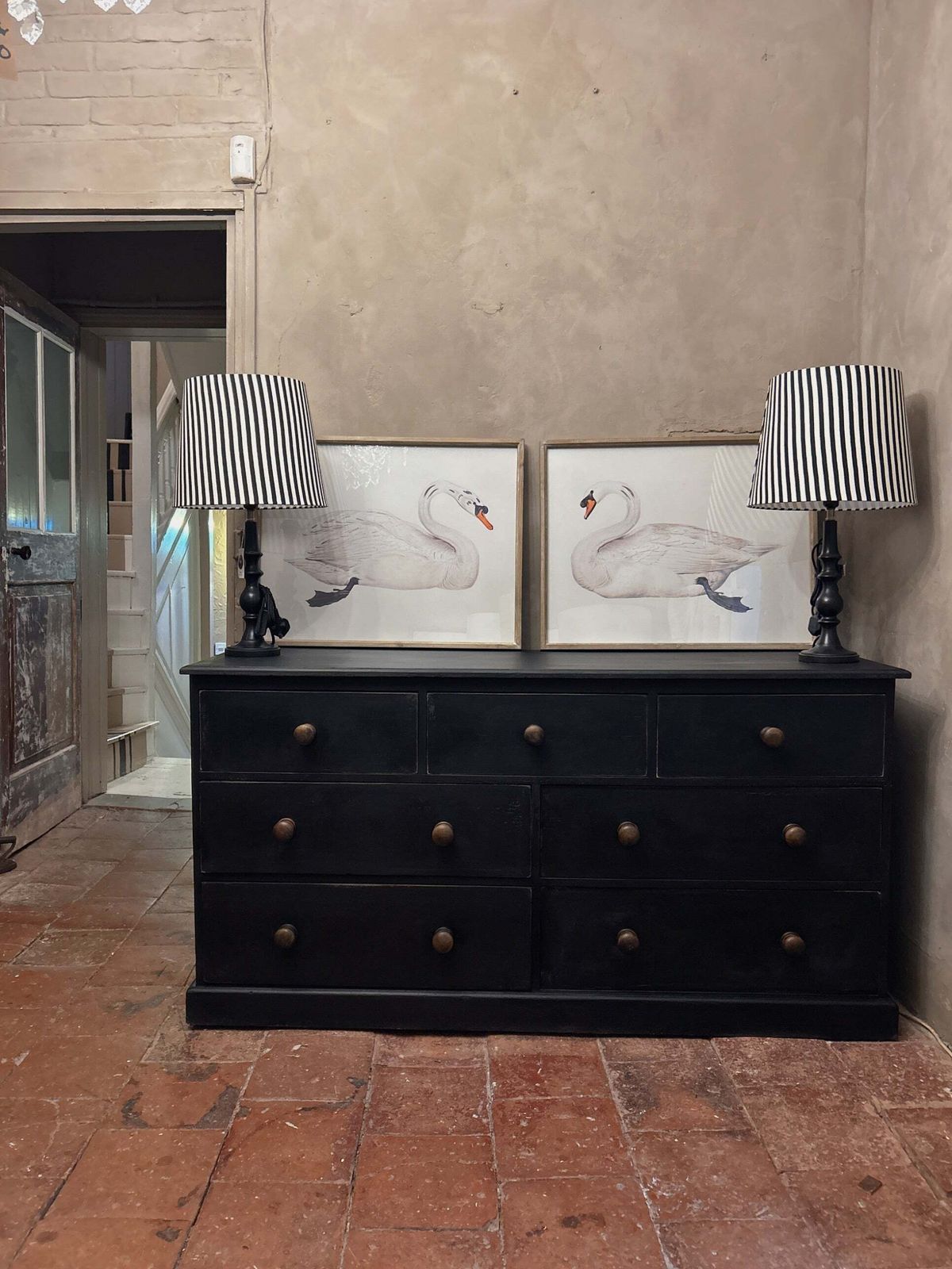 Black Painted Large Chest Of Drawers