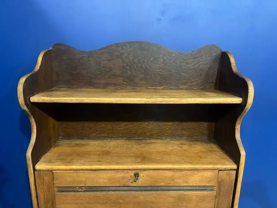 Antique Oak Arts And Crafts Writing Bureau Students Deck Bookshelf Hall photo Furniture