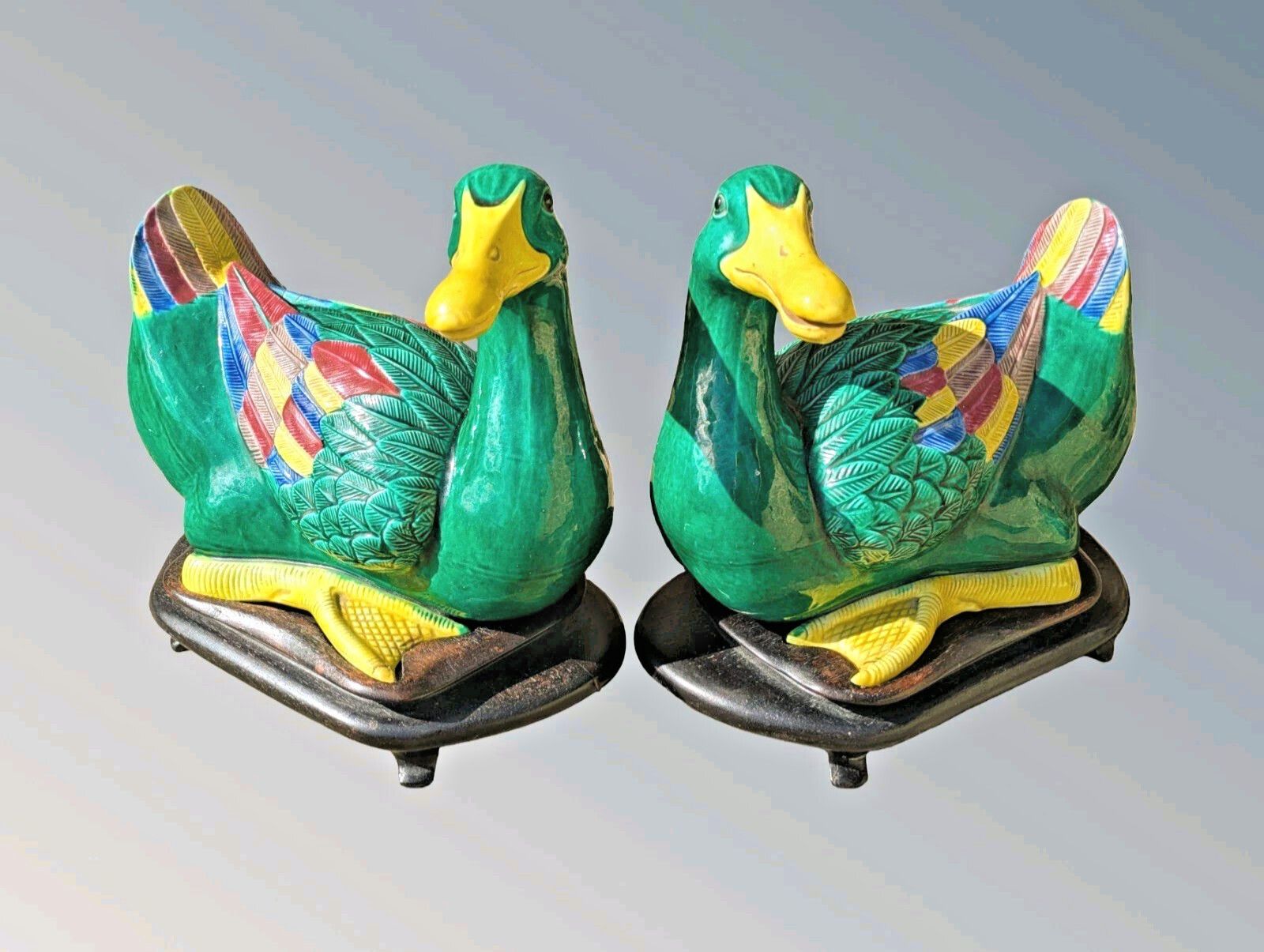 Good Large Pair Chinese Porcelain Ducks Ming Style Sancai Glaze photo furniture