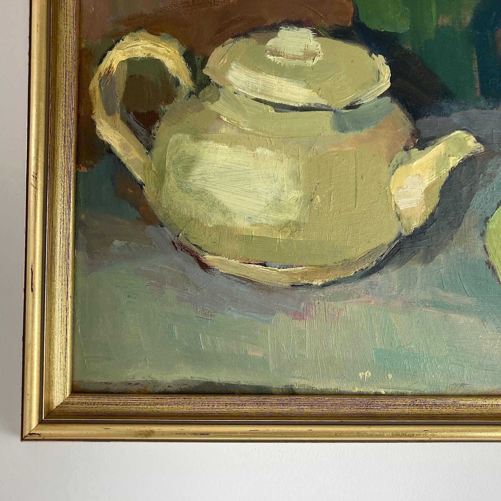The Studio Table   Vintage Mid Century Modern Scandinavian Original Oil Painting photo vintage
