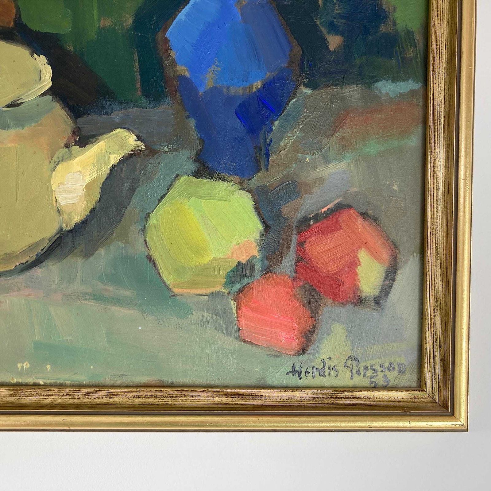photo furniture The Studio Table   Vintage Mid Century Modern Scandinavian Original Oil Painting