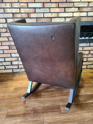 Handcrafted Leather Rocking Chair From Bw Bielefelder Werkstätten, Germany, 2010s photo 652.0