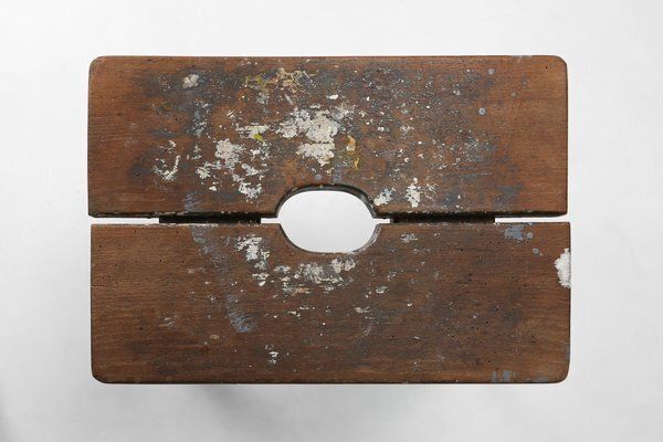 Industrial French Wooden Painters Stool, 1930s photo buy