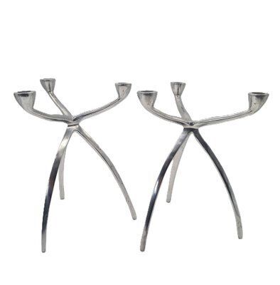 Vintage Space Age Aluminum Candlesticks, 1960s, Set Of 2