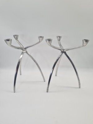 Vintage Space Age Aluminum Candlesticks, 1960s, Set Of 2 photo vintage