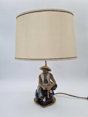 Ceramic Table Lamp With Fisherman Figurine, 1960s 1970s photo furniture