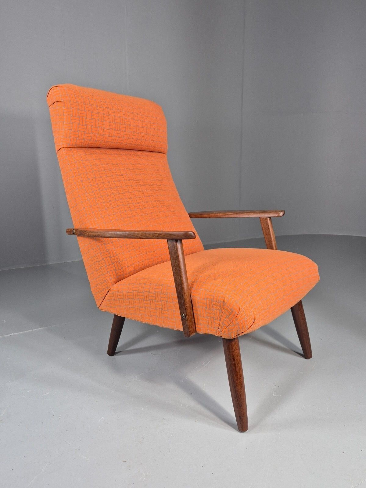 Vintage Danish Lounge Chair Teak Frame Mid Century New Upholstery photo vintage
