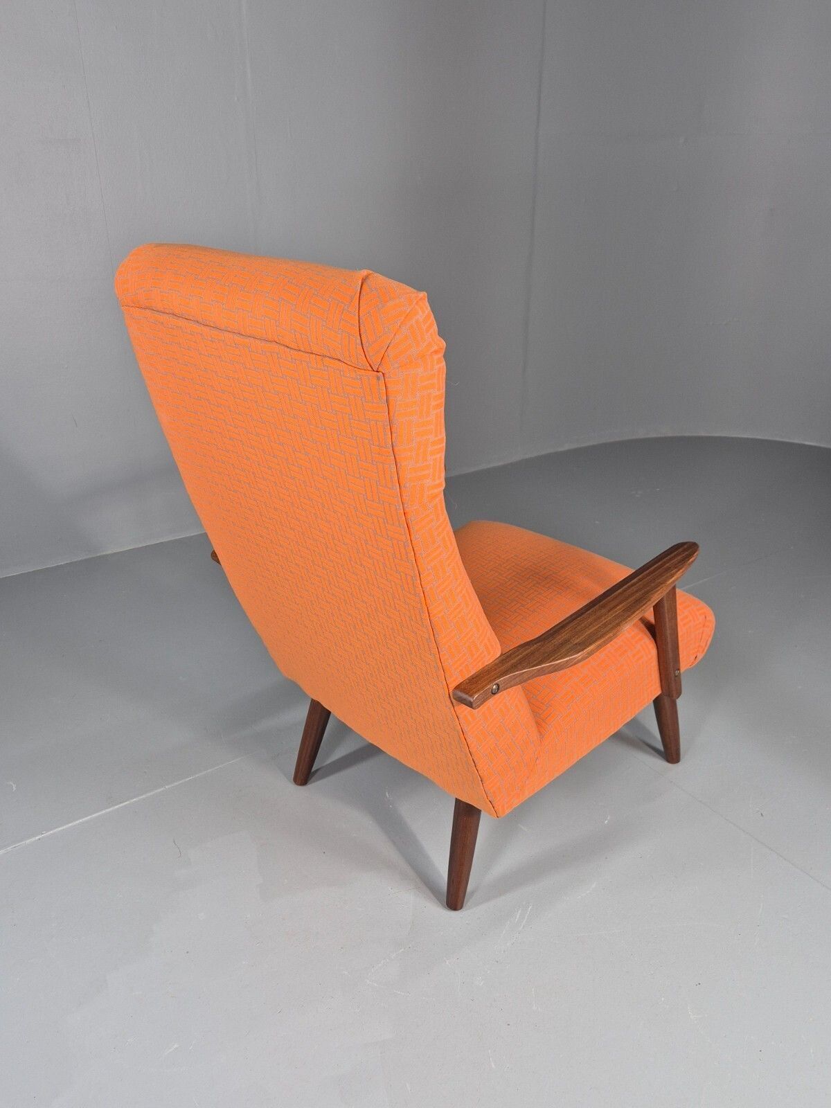 photo vinterior Vintage Danish Lounge Chair Teak Frame Mid Century New Upholstery