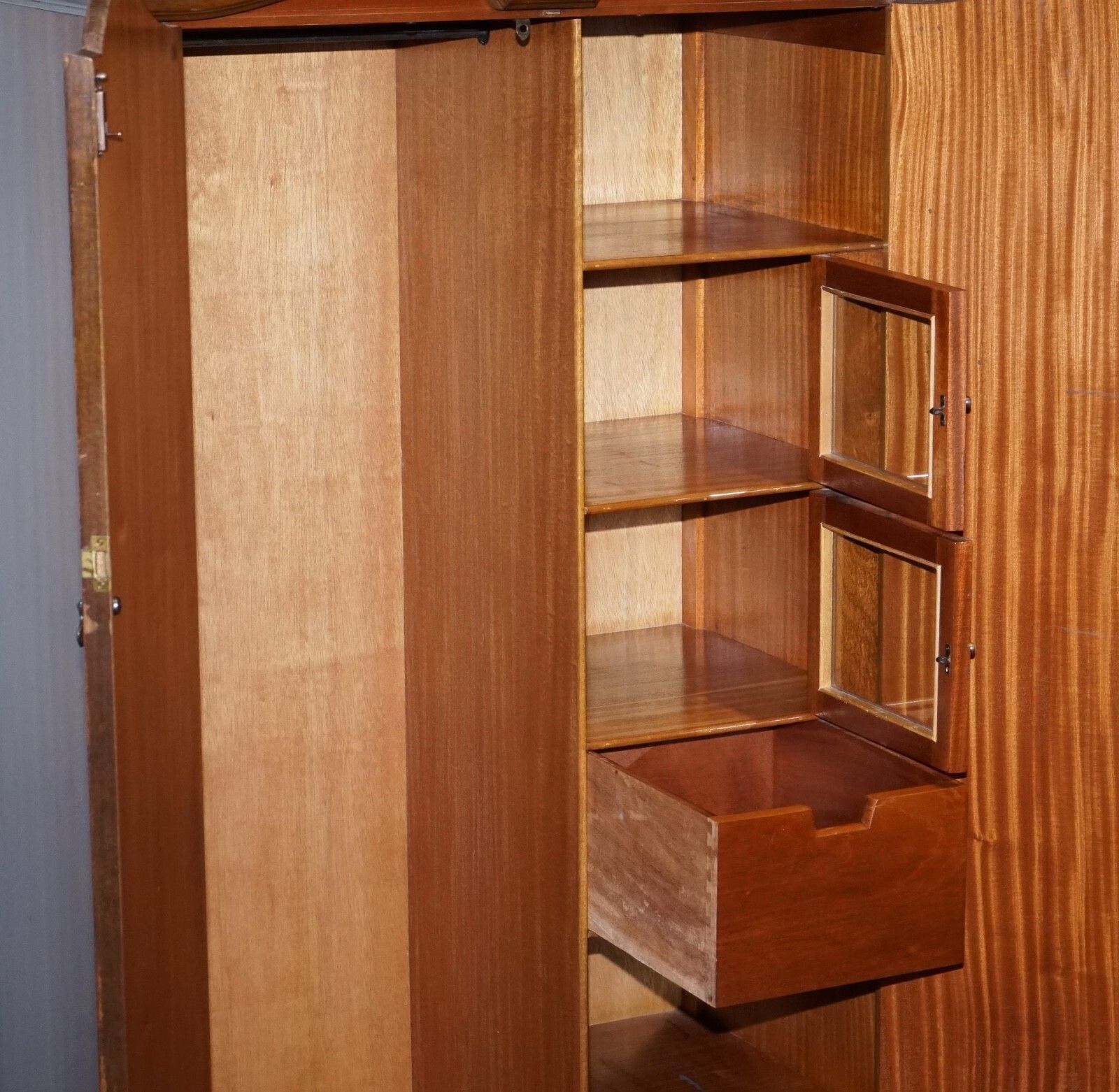 1350.0 Art Deco 1920's Queen Anne English Burr Walnut Two Door Wardrobe photo