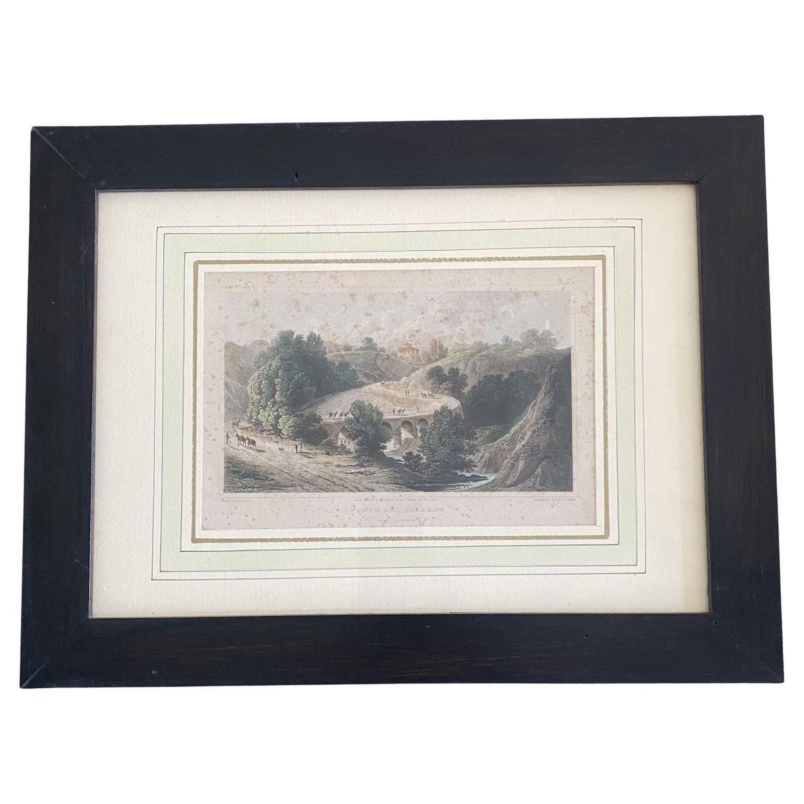 Italian Tuscany Lanscape Color Print On Paper By Elisabeth Frances Betty, 1816