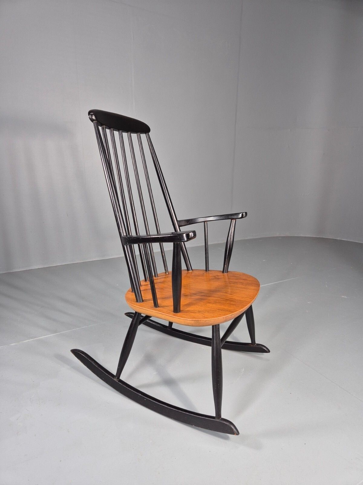 Vintage Ilmari Tapiovaara Rocking Chair Teak Beech Asko Mcm Retro photo for sale