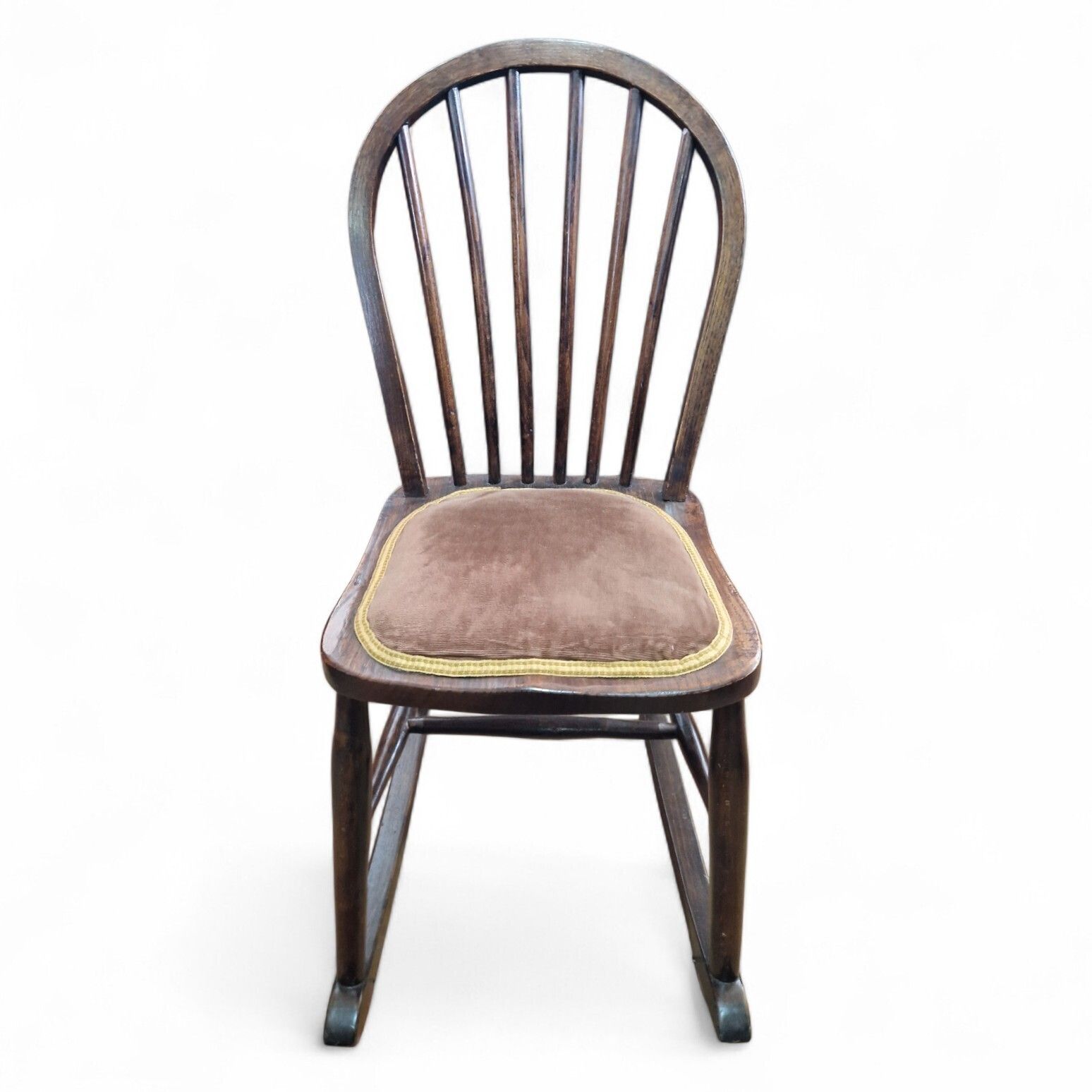 Vintage Farmhouse Rocking Chair Antique Spindle Back Oak Country Charm Seat photo buy