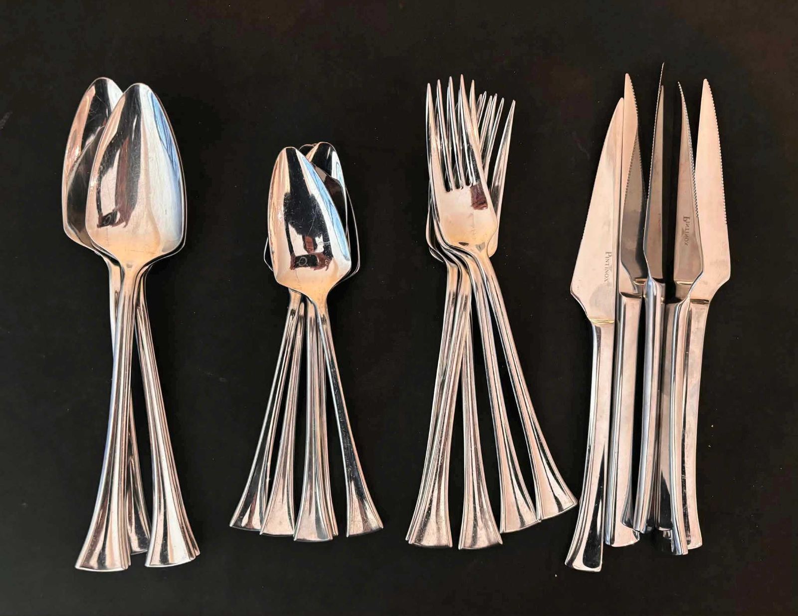 Rare Giacomo Pinti Futuristic Designer Cutlery Set 1990s Italy Pintinox X 5 Vanity Pattern