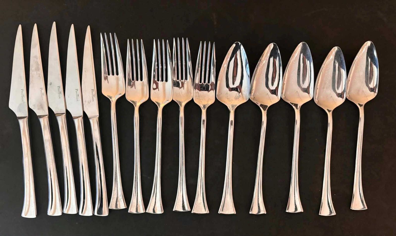 Rare Giacomo Pinti Futuristic Designer Cutlery Set 1990s Italy Pintinox X 5 Vanity Pattern photo vinterior