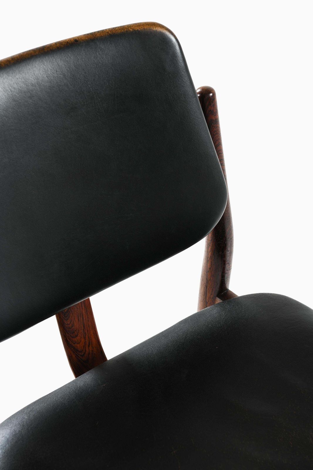 Rare Set Of 6 Dining Chairs In Leather And Rosewood By Arne Vodder, 1960s photo vinterior