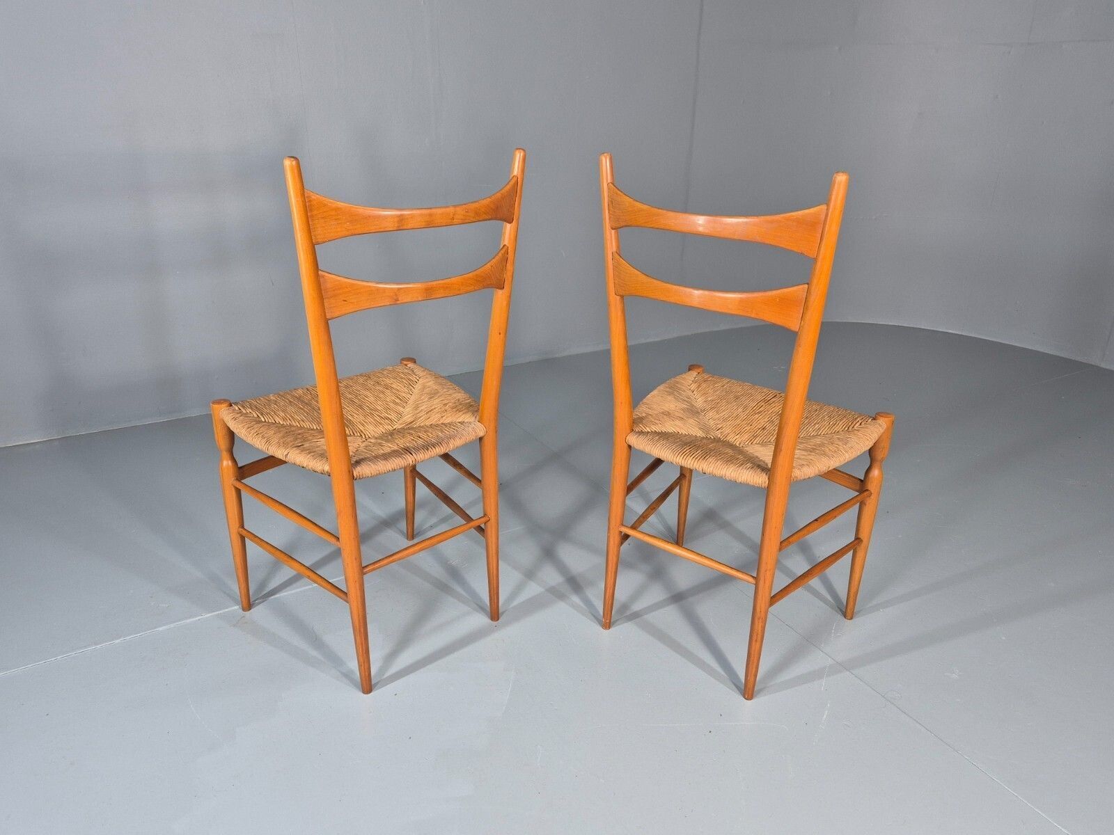 2 1950s Italian Wanut Dining Chairs Chiavari Mid Century Modern Mdin photo buy