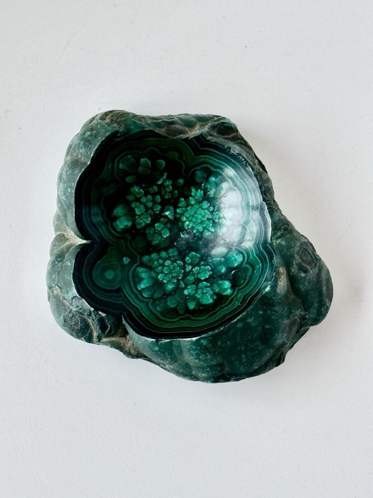 Home Decor 1950’s Polished Malachite Specimen Partially Polished Bowl photo