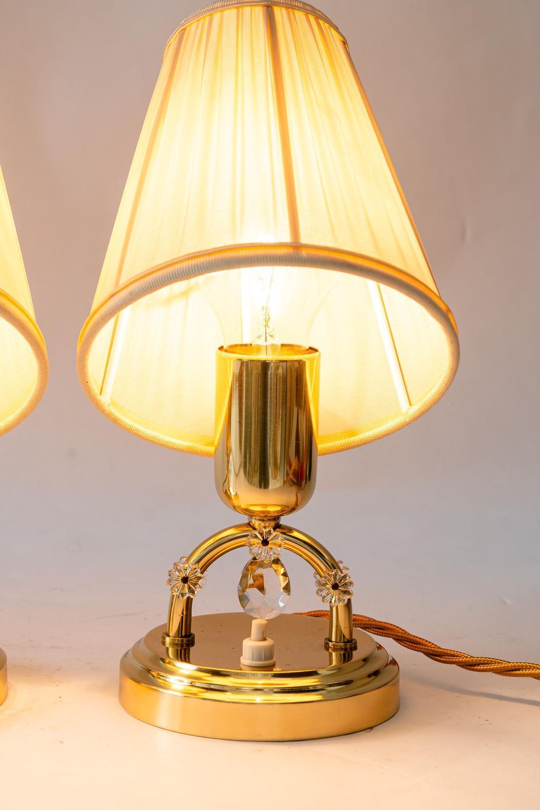 photo furniture 2x Rupert Nikoll Table Lamps With Fabric Shades Vienna Around 1960s