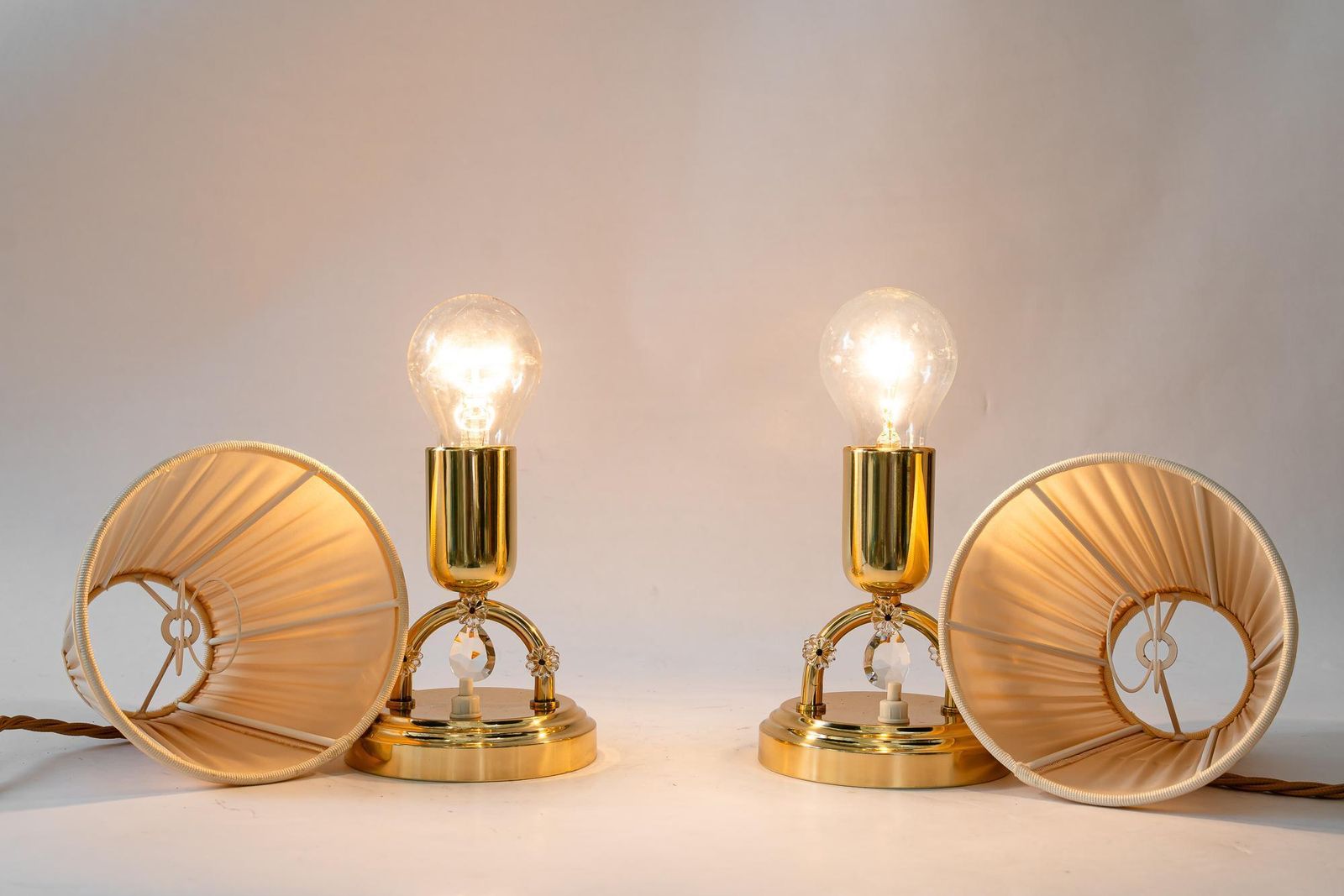 Lighting 2x Rupert Nikoll Table Lamps With Fabric Shades Vienna Around 1960s photo