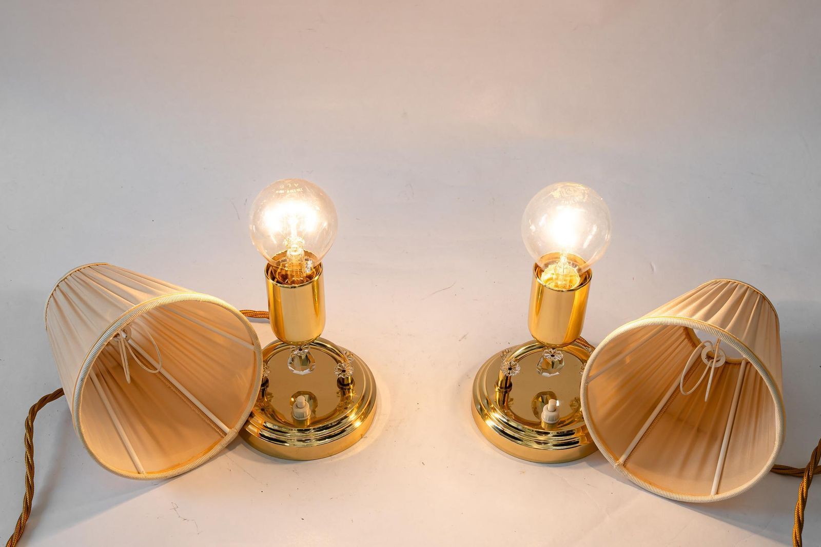 568.0 2x Rupert Nikoll Table Lamps With Fabric Shades Vienna Around 1960s photo