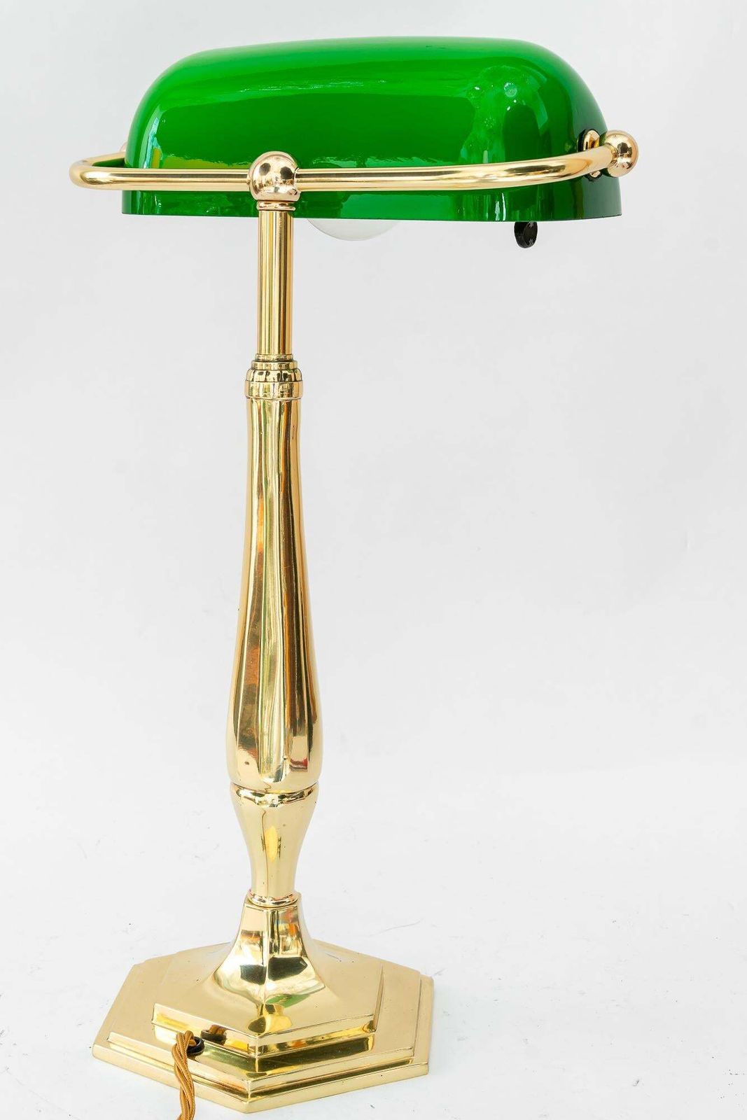 Solid Banker Table Lamp With Original Glass Shade Vienna Around 1920s photo buy