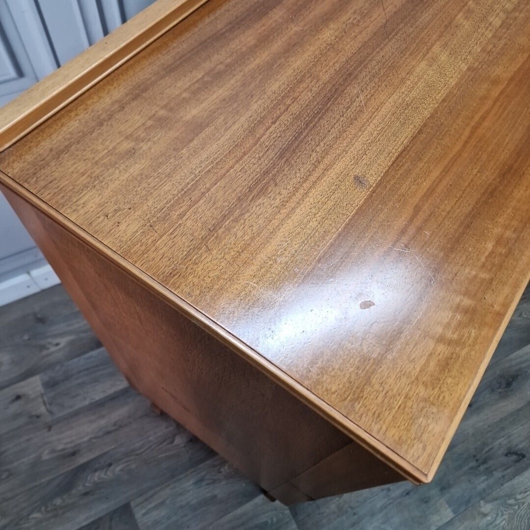 Retro Chest Of Drawers Vintage Mid Century "Golden Key" Teak Tallboy   Cupboard photo vintage