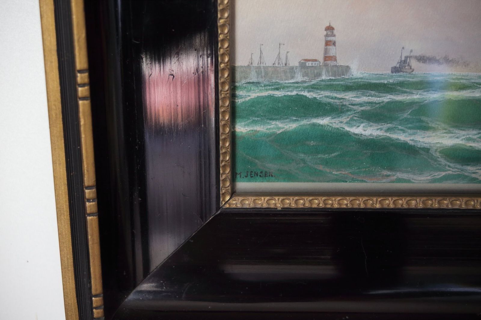 Max Jensen, Maritime Scene, Gouache On Paper, 19th Century, Framed photo for sale