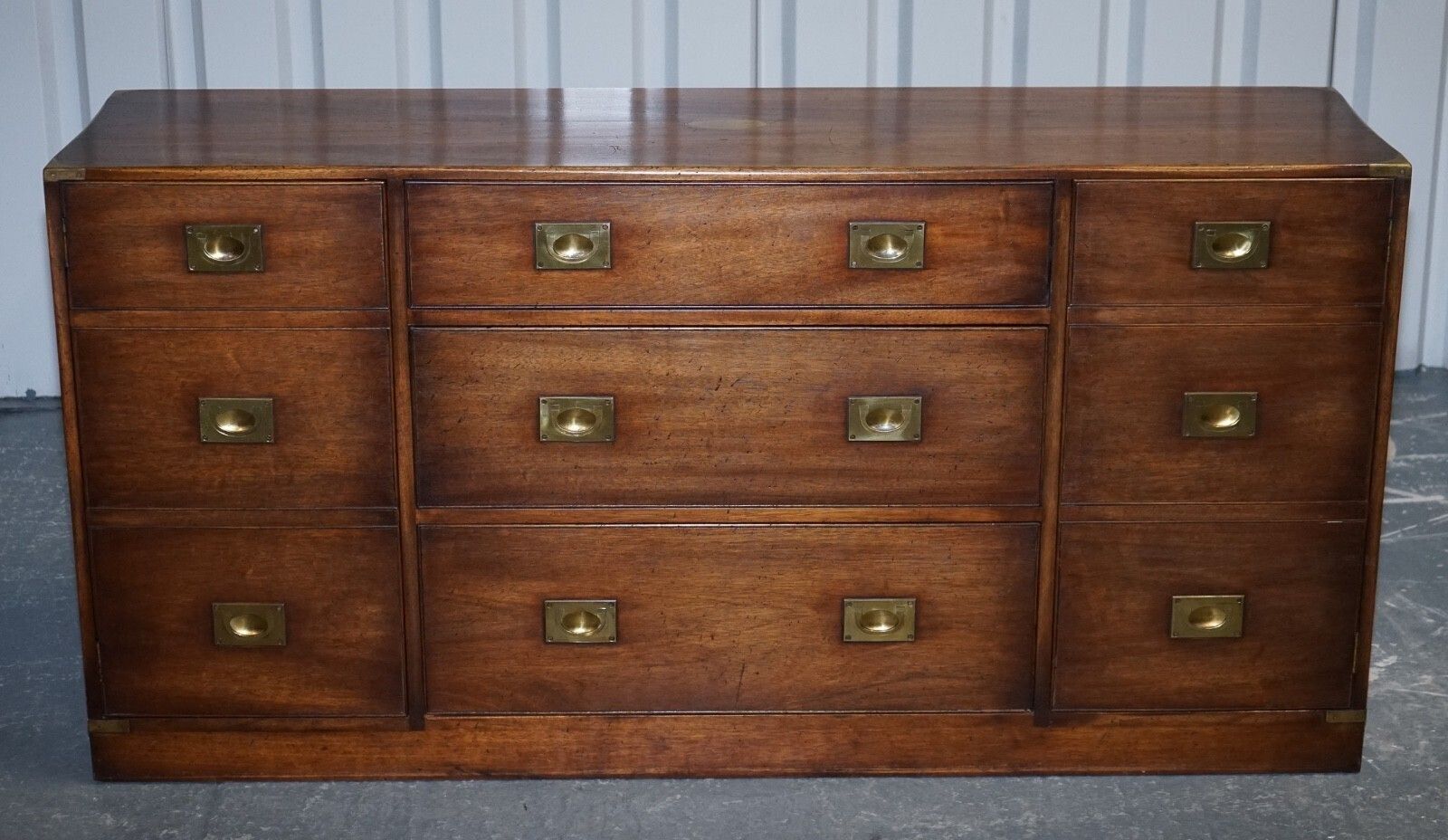 1950's English Bevan Funnel Military Campaign Sideboard Brass Fittings photo for sale