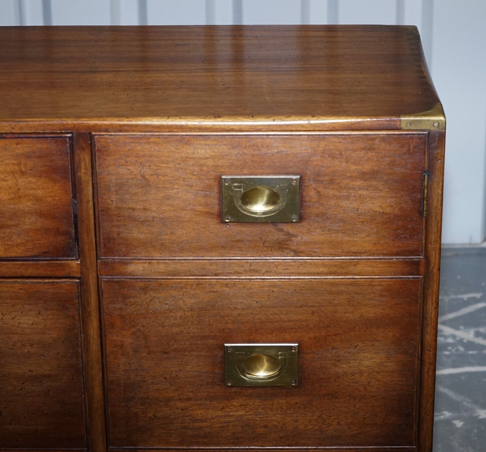 1950's English Bevan Funnel Military Campaign Sideboard Brass Fittings photo vinterior