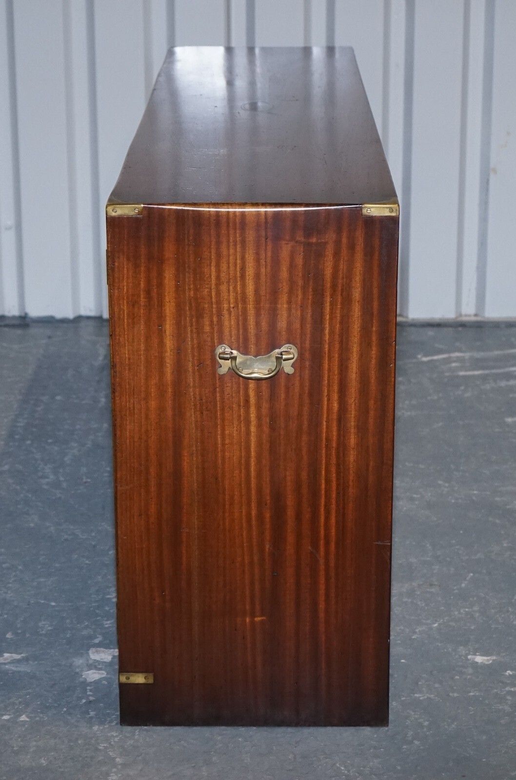 photo vintage 1950's English Bevan Funnel Military Campaign Sideboard Brass Fittings