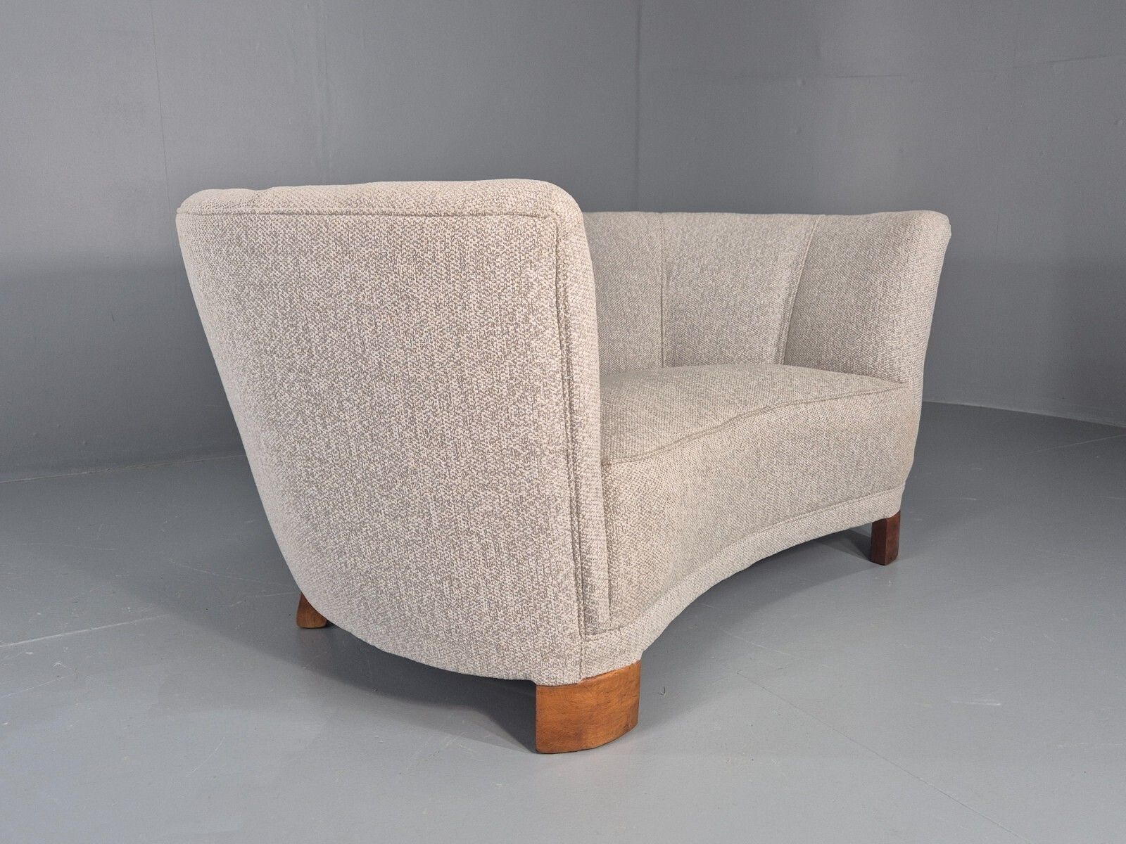 Furniture Vintage Art Deco Banana 2 Seat Sofa Danish New Upholstery 1930s M2ss photo