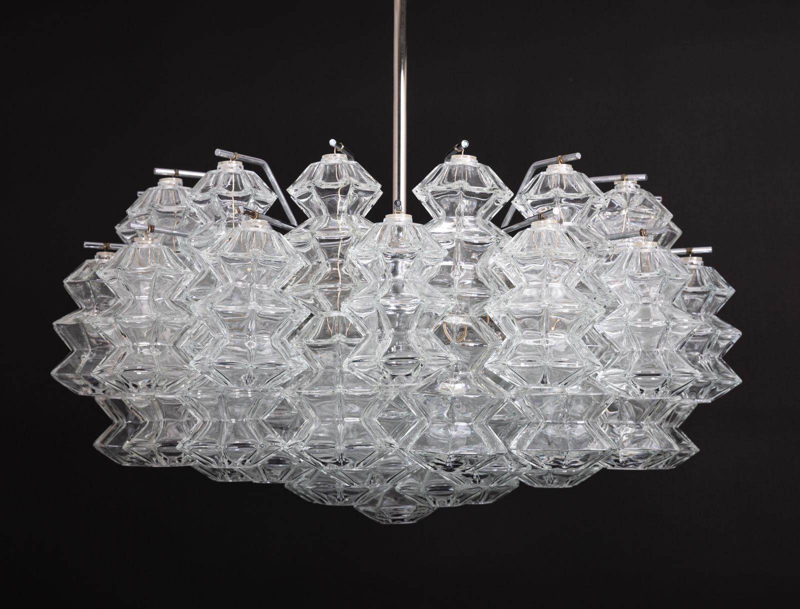 photo vinterior Large Rare Pagoda Glass Chandelier By Kalmar, Austria, 1960s