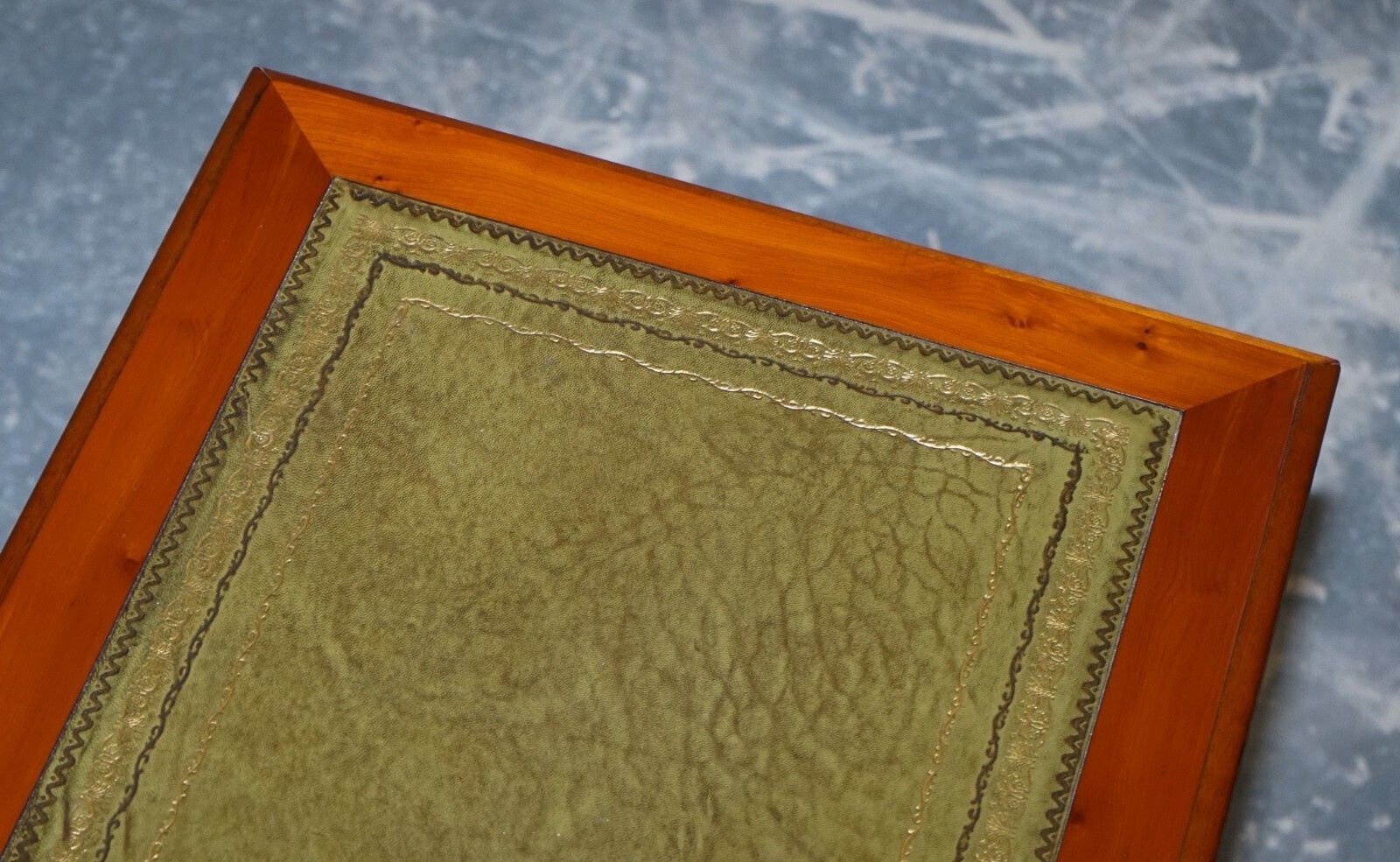 Vintage Yew Wood Filling Cabinet With Green Leather Top And Two Drawers (2) photo buy