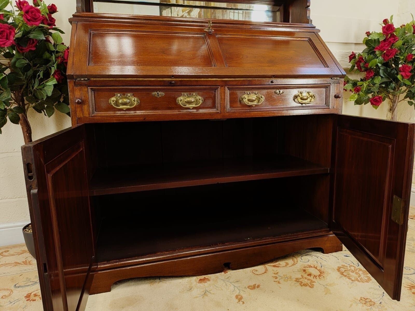 photo furniture Victorian A Blain & Son Of Liverpool Mahogany Bookcase Bureau 1880