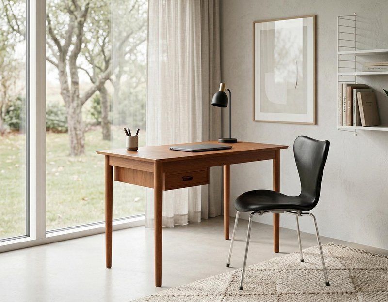 photo furniture Mid Century Deens Teakhouten Bureau, Jaren 1960