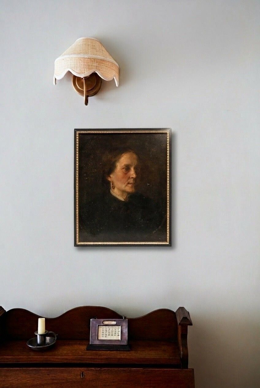 Gabriel Von Hackl (1843 1926)   Framed 1918 Oil, Portrait Of A Lady photo Art