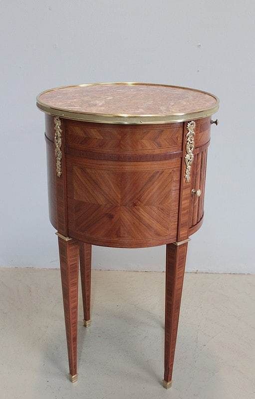 photo furniture Bedside "Drum" Louis Xvi, 19th