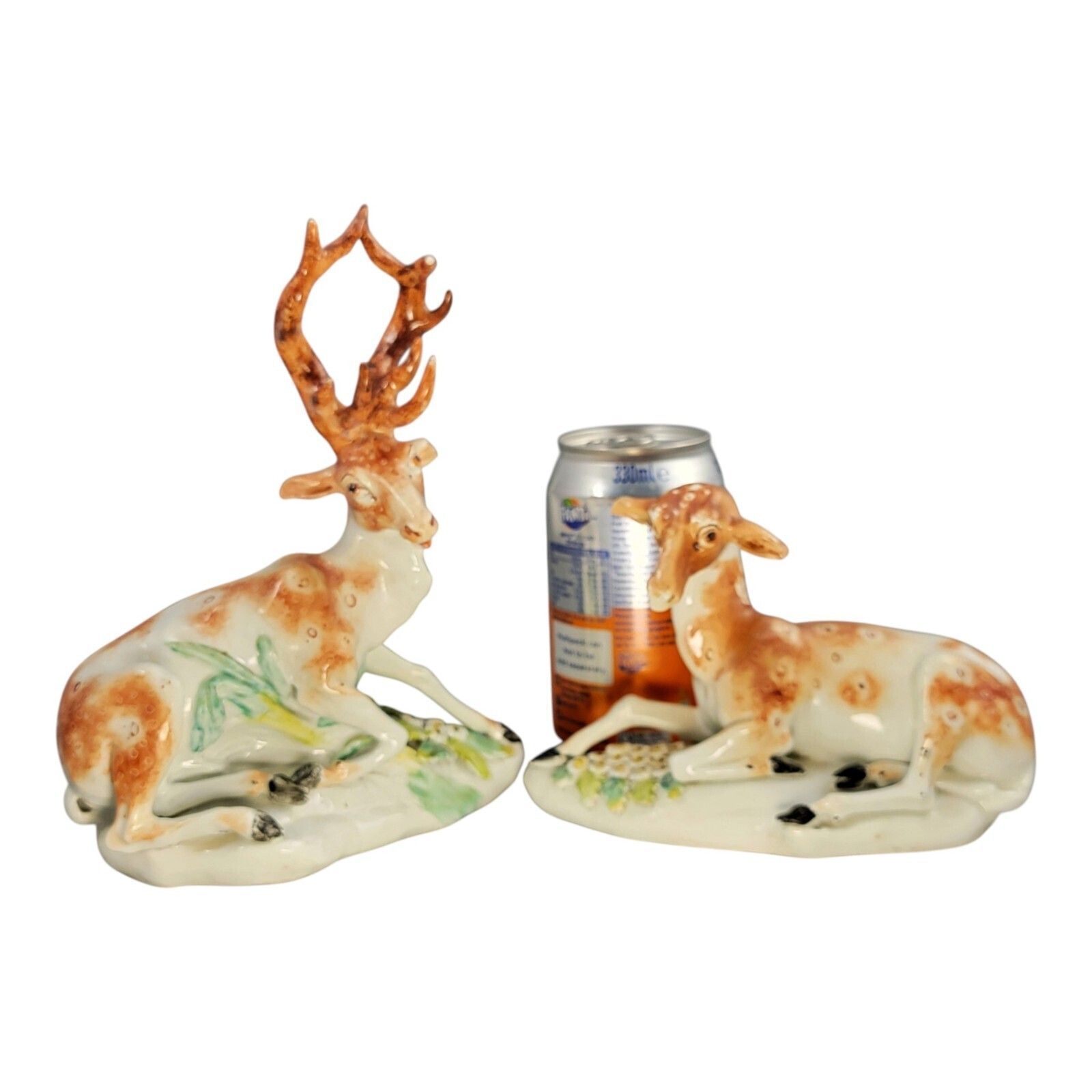 18th Century Derby Porcelain Manufactory Pair Recumbent Deer Stag Doe C.1765 photo buy