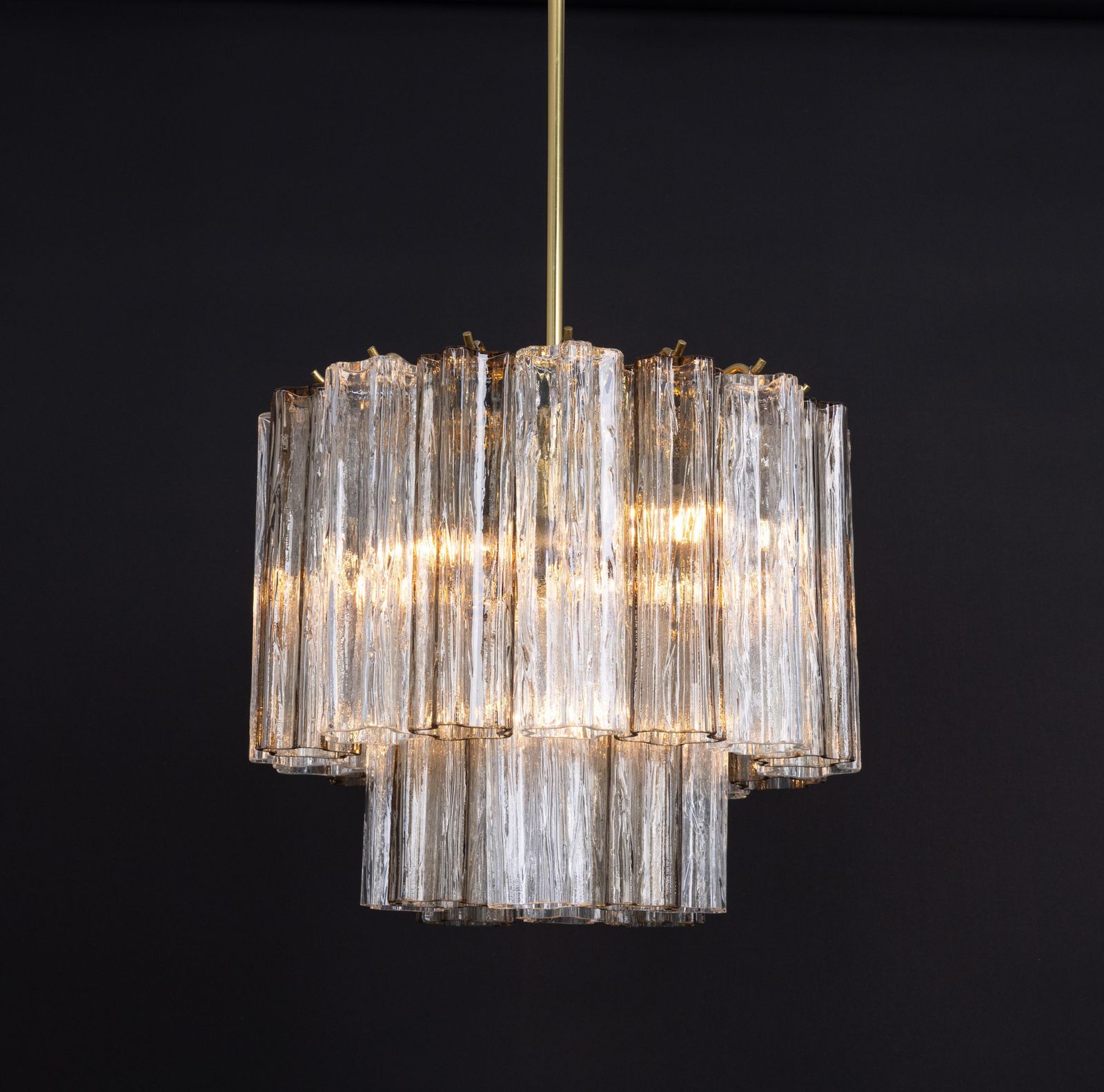 photo vinterior Large Tronchi Murano Glass Chandelier By Venini For Kalmar, Austria, 60s